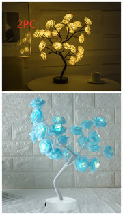 Rose Flower Lamp USB Battery Operated LED Table Lamp Bonsai Tree Night Lights Garland Bedroom Decoration Lights Home Decor